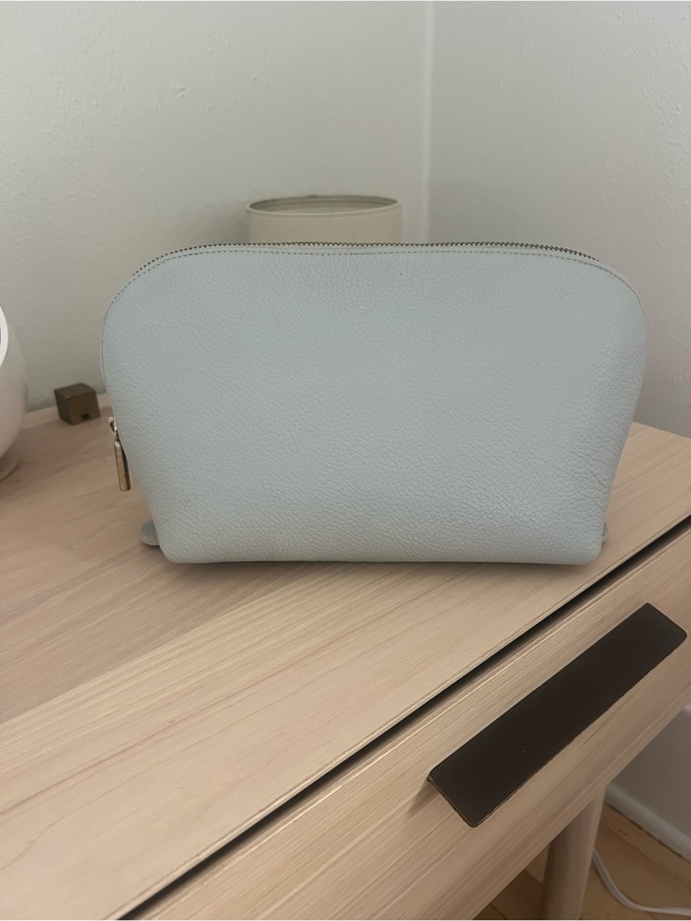 CUYANA Travel Case Light Blue Pebbled Leather Two Size Toiletry Bags